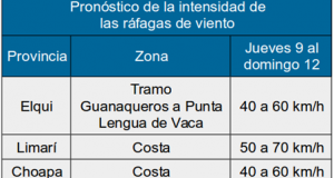 Alerta por vientos moderados a fuertes en la costa del Limari, desde Guanaqueros al sur
