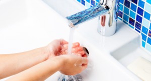 Child washing hands